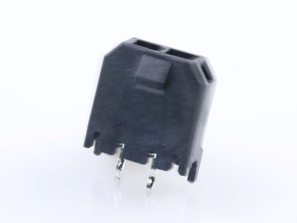 43650-0216 Micro-Fit 3.0 Vertical Header, Single Row, 2 Circuits, with PCB Polarizing Peg, Gold