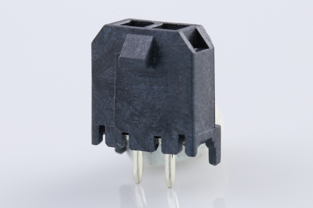 43650-0229 Micro-Fit 3.0 Vertical Header, Single Row, 2 Circuits, with PCB Polarizing Peg, Gold