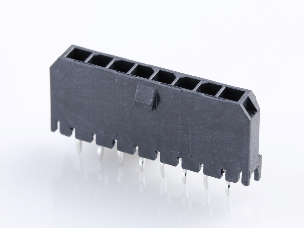 43650-0815 Micro-Fit 3.0 Vertical Header, Single Row, 8 Circuits, with PCB Polarizing Peg, Tin