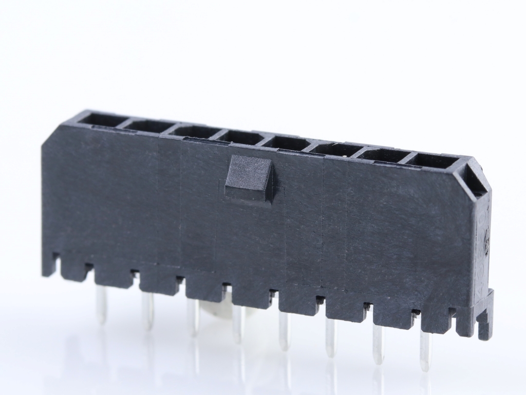 43650-0829 Micro-Fit 3.0 Vertical Header, Single Row, 8 Circuits, with PCB Polarizing Peg, Gold