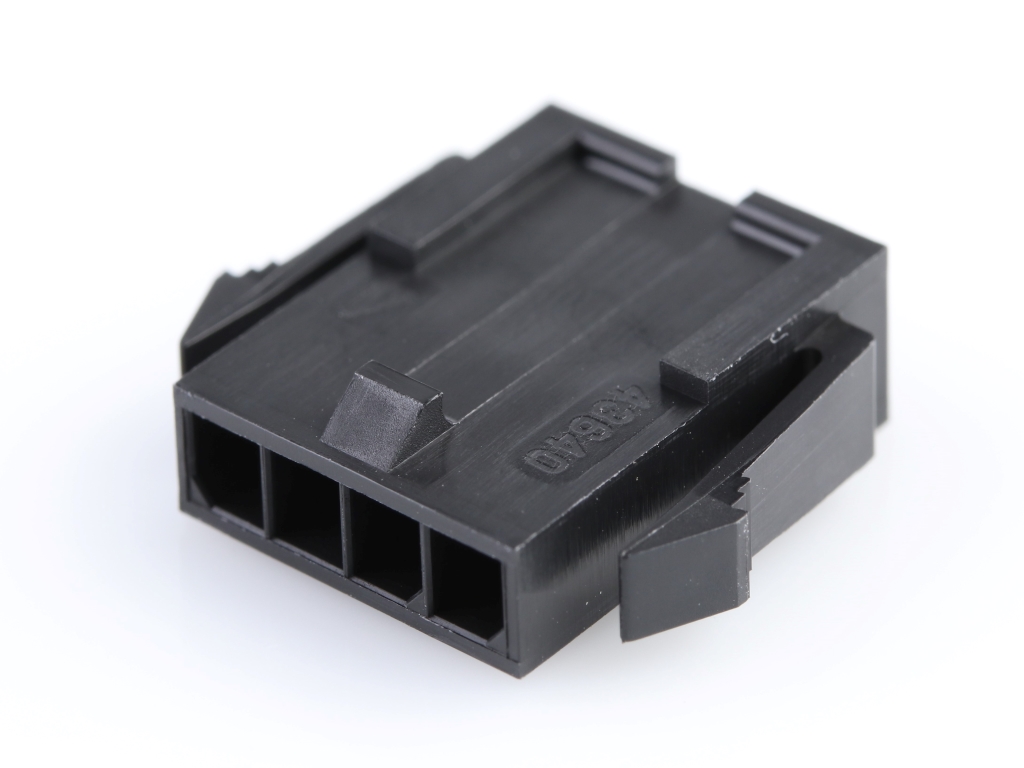 43640-0400 Micro-Fit 3.0 Plug Housing, Single Row, 4 Circuits, Panel Mount Ears, Low-Halogen