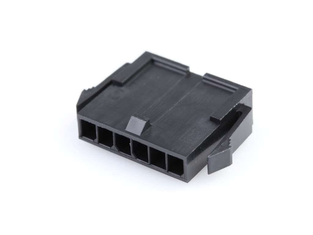43640-0600 Micro-Fit 3.0 Plug Housing, Single Row, 6 Circuits, Panel Mount Ears, Low-Halogen