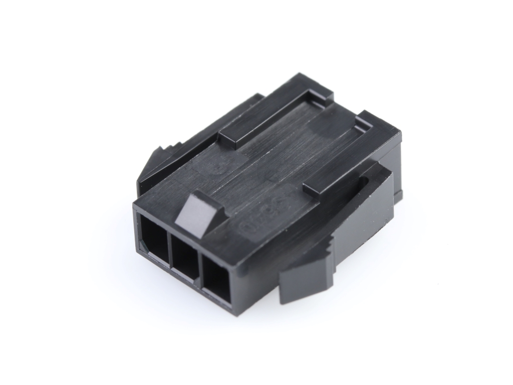 43640-0300 Micro-Fit 3.0 Plug Housing, Single Row, 3 Circuits, Panel Mount Ears, Low-Halogen