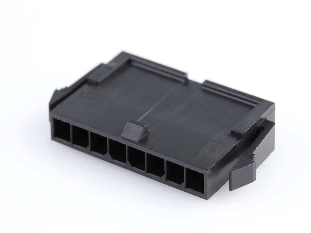 43640-0800 Micro-Fit 3.0 Plug Housing, Single Row, 8 Circuits, Panel Mount Ears, Low-Halogen