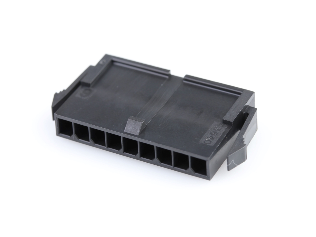 43640-0900 Micro-Fit 3.0 Plug Housing, Single Row, 9 Circuits, Panel Mount Ears, Low-Halogen