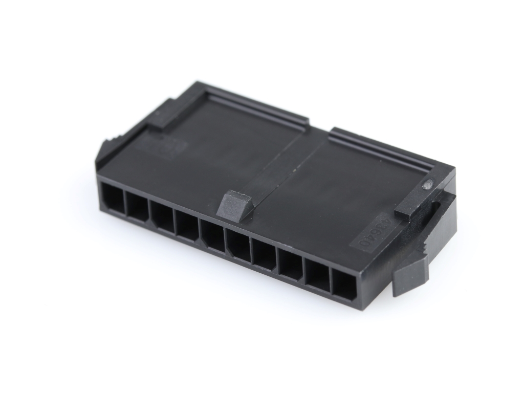 43640-1000 Micro-Fit 3.0 Plug Housing, Single Row, 10 Circuits, Panel Mount Ears, Low-Halogen