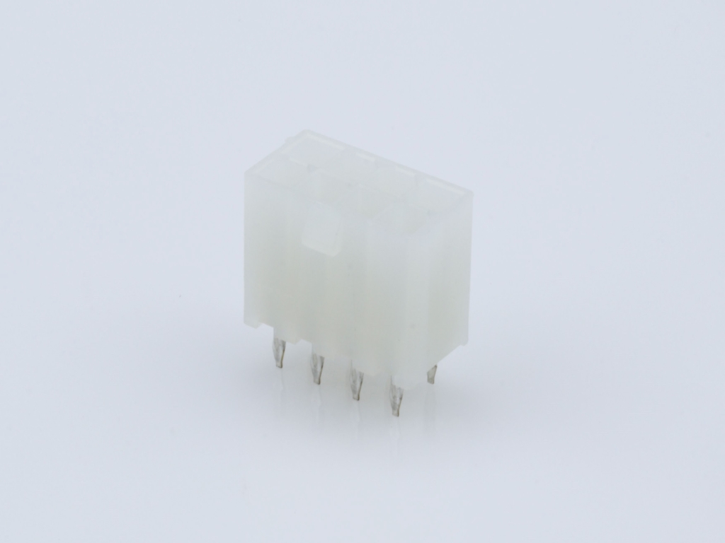39-28-1083 Mini-Fit Jr. Vertical Header, Dual Row, 8 Circuits, without Snap-in Plastic Peg PCB Lock, Tin