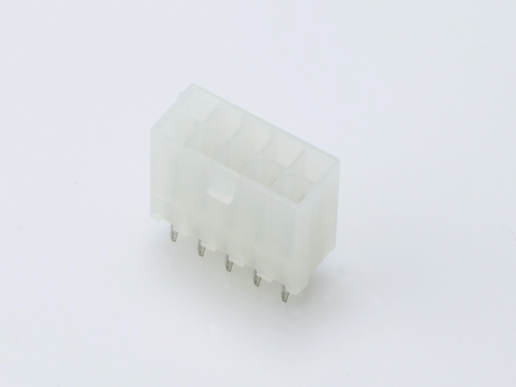 39-28-1103 Mini-Fit Jr. Vertical Header, Dual Row, 10 Circuits, without Snap-in Plastic Peg PCB Lock, Tin