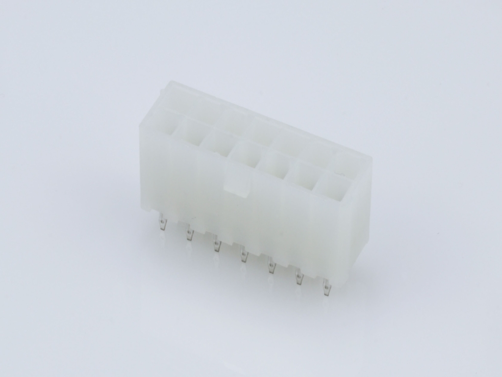 39-28-1143 Mini-Fit Jr. Vertical Header, Dual Row, 14 Circuits, without Snap-in Plastic Peg PCB Lock, Tin