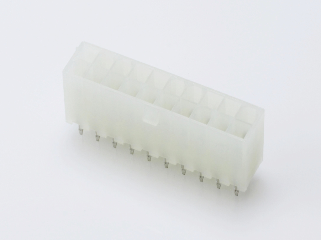 39-28-1203 Mini-Fit Jr. Vertical Header, Dual Row, 20 Circuits, without Snap-in Plastic Peg PCB Lock, Tin