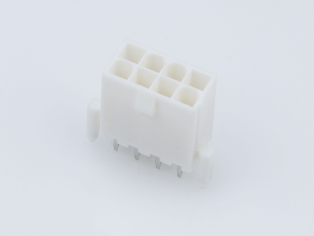 39-28-9088 Mini-Fit Jr. Vertical Header, Dual Row, 8 Circuits, with Snap-in Plastic Peg PCB Lock, Gold