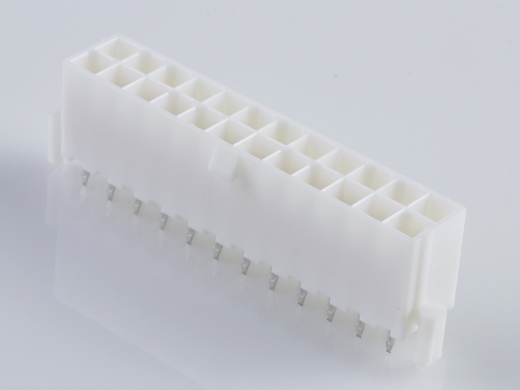 39-28-9248 Mini-Fit Jr. Vertical Header, Dual Row, 24 Circuits, with Snap-in Plastic Peg PCB Lock, Gold