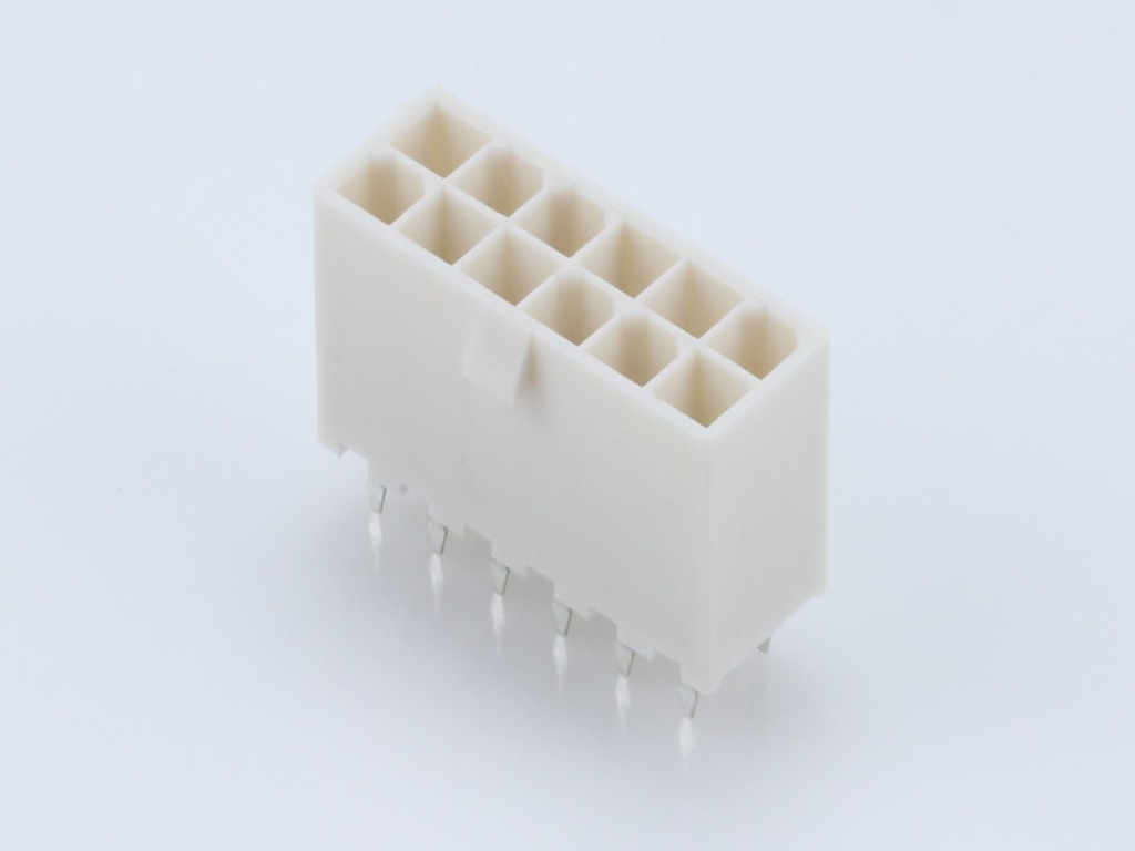 39-28-8120 Mini-Fit Jr. Vertical Header, Dual Row, 12 Circuits, without Snap-in Plastic Peg PCB Lock, Tin
