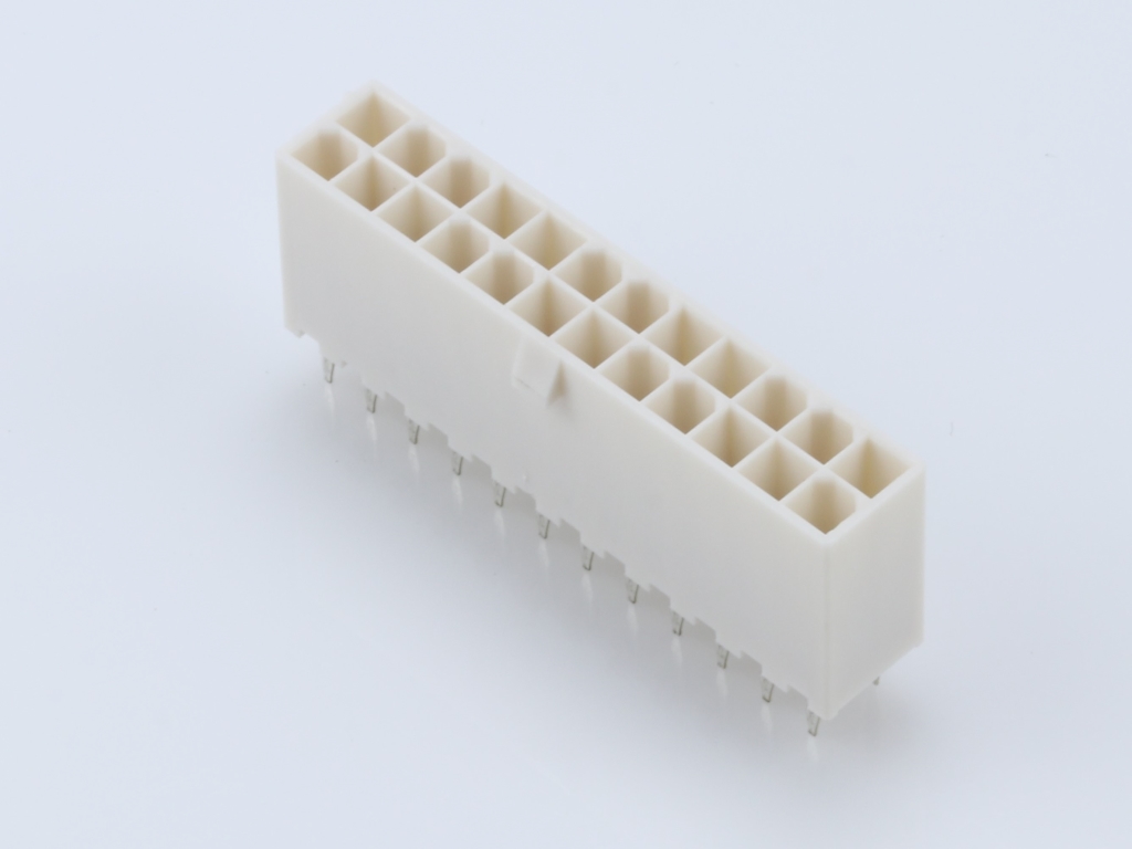 39-28-8240 Mini-Fit Jr. Vertical Header, Dual Row, 24 Circuits, without Snap-in Plastic Peg PCB Lock, Tin