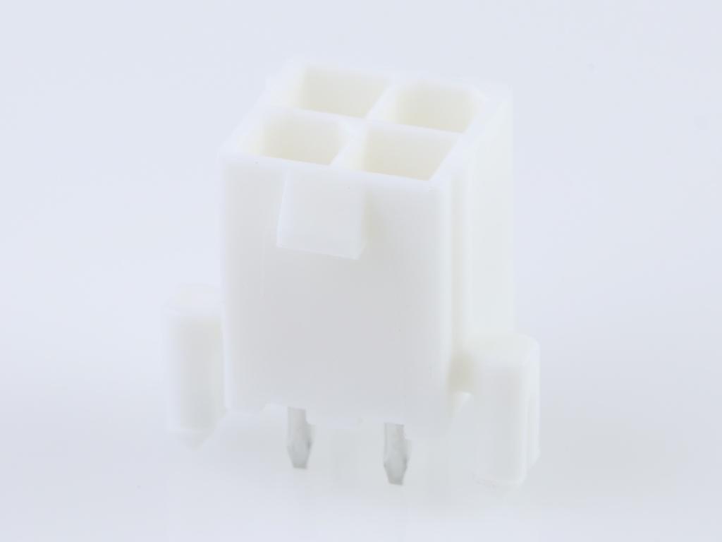 39-28-9048 Mini-Fit Jr. Vertical Header, Dual Row, 4 Circuits, with Snap-in Plastic Peg PCB Lock, Gold