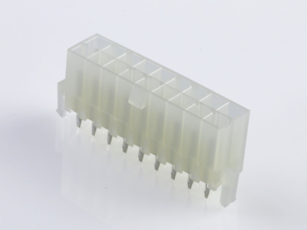 39-29-9183 Mini-Fit Jr. Vertical Header, Dual Row, 18 Circuits, with Snap-in Plastic Peg PCB Lock, Tin