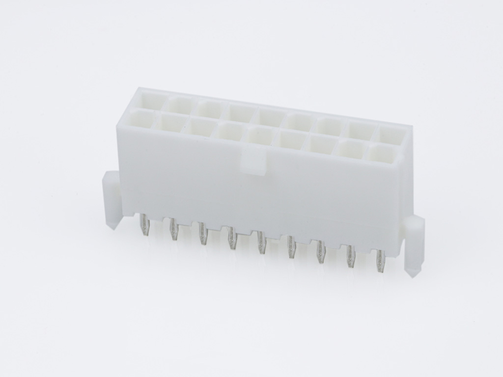 39-29-9187 Mini-Fit Jr. Vertical Header, Dual Row, 18 Circuits, with Snap-in Plastic Peg PCB Lock, Tin