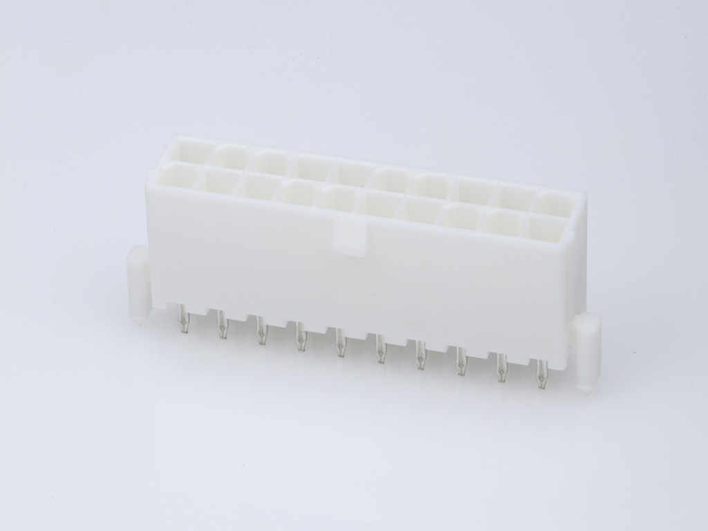 39-29-9207 Mini-Fit Jr. Vertical Header, Dual Row, 20 Circuits, with Snap-in Plastic Peg PCB Lock, Tin