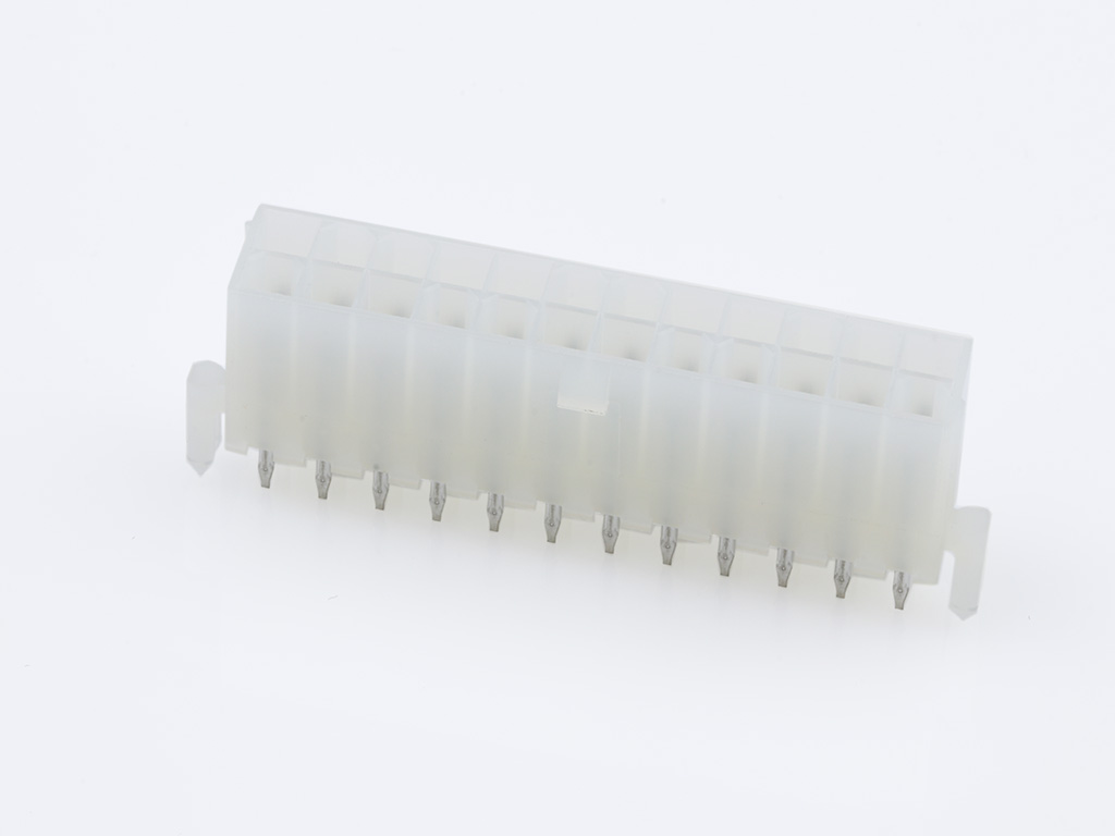 39-29-9243 Mini-Fit Jr. Vertical Header, Dual Row, 24 Circuits, with Snap-in Plastic Peg PCB Lock, Tin