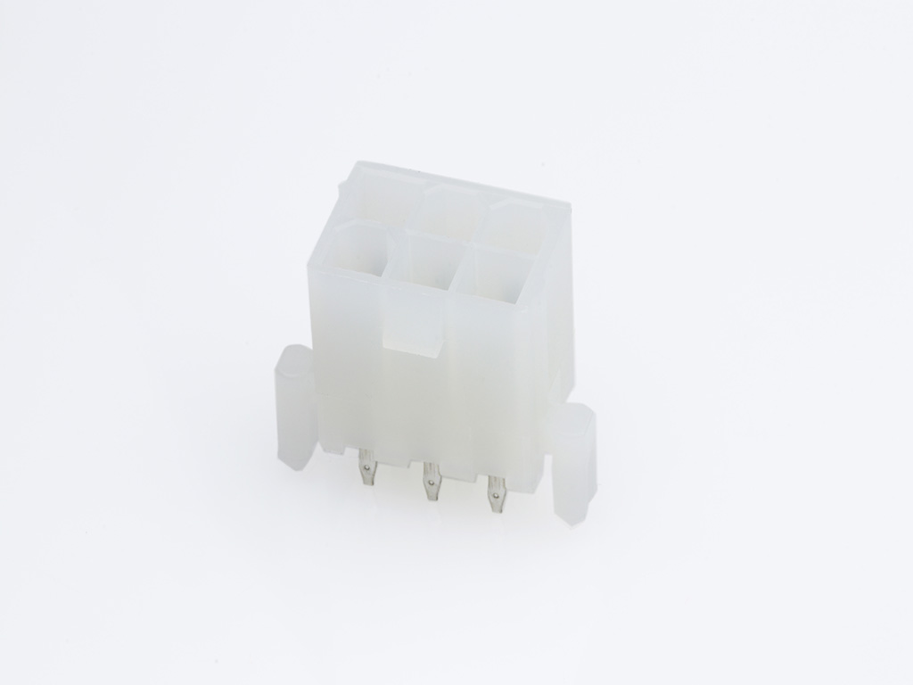 39-29-9063 Mini-Fit Jr. Vertical Header, Dual Row, 6 Circuits, with Snap-in Plastic Peg PCB Lock, Tin