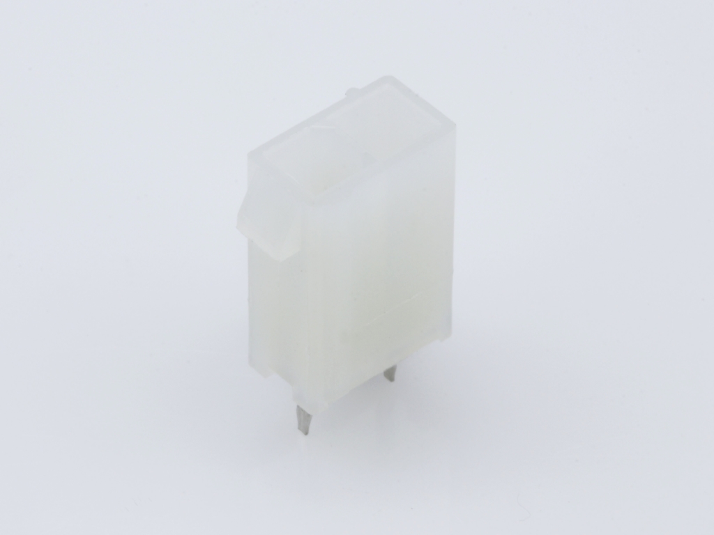 39-29-0023 Mini-Fit Jr. Vertical Header, Dual Row, 2 Circuits, without Snap-in Plastic Peg PCB Lock, Gold