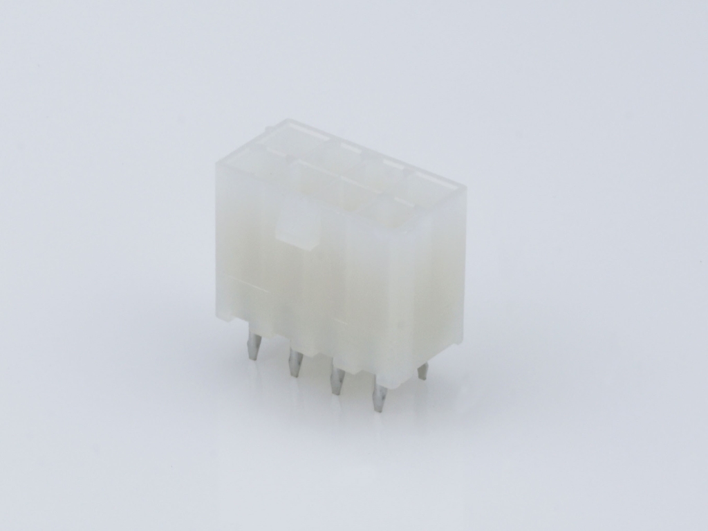 39-29-0083 Mini-Fit Jr. Vertical Header, Dual Row, 8 Circuits, without Snap-in Plastic Peg PCB Lock, Gold