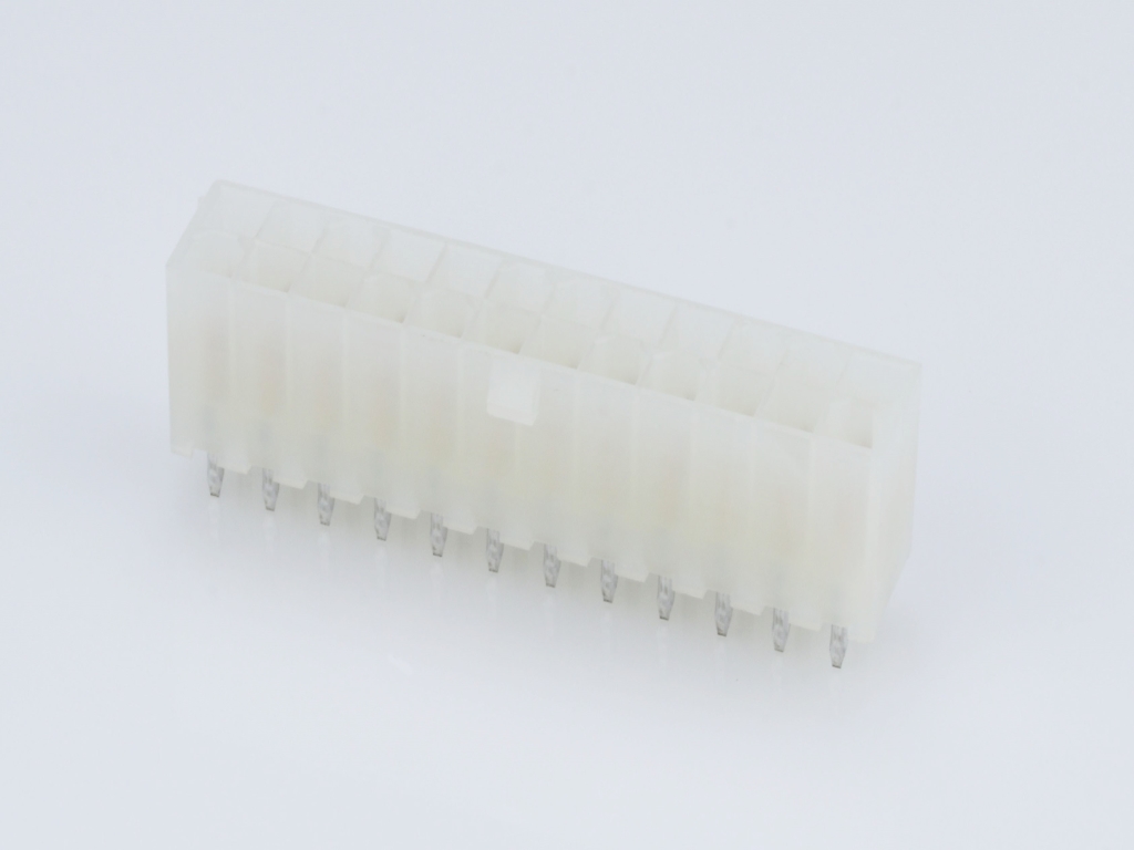 39-29-0243 Mini-Fit Jr. Vertical Header, Dual Row, 24 Circuits, without Snap-in Plastic Peg PCB Lock, Gold