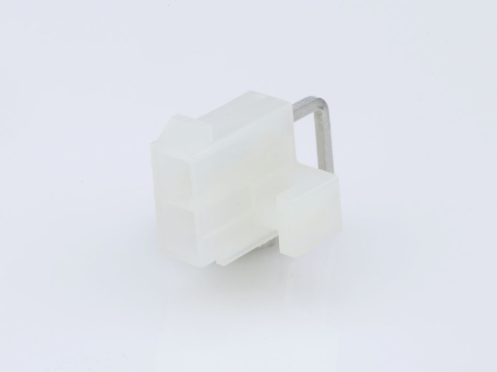 39-29-1028 Mini-Fit Jr. Header, Dual Row, Right-Angle, with PCB Mounting Flange, 2 Circuits, Tin (Sn) Plating