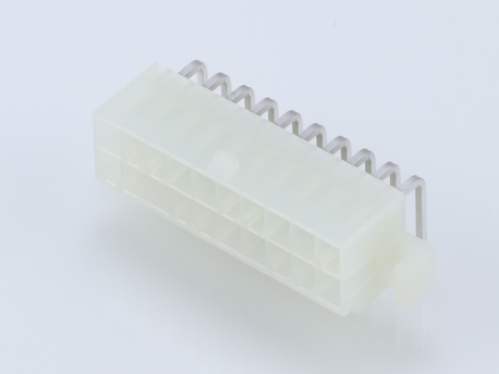 39-29-1208 Mini-Fit Jr. Header, Dual Row, Right-Angle, with PCB Mounting Flange, 20  Circuits, Tin (Sn) Plating