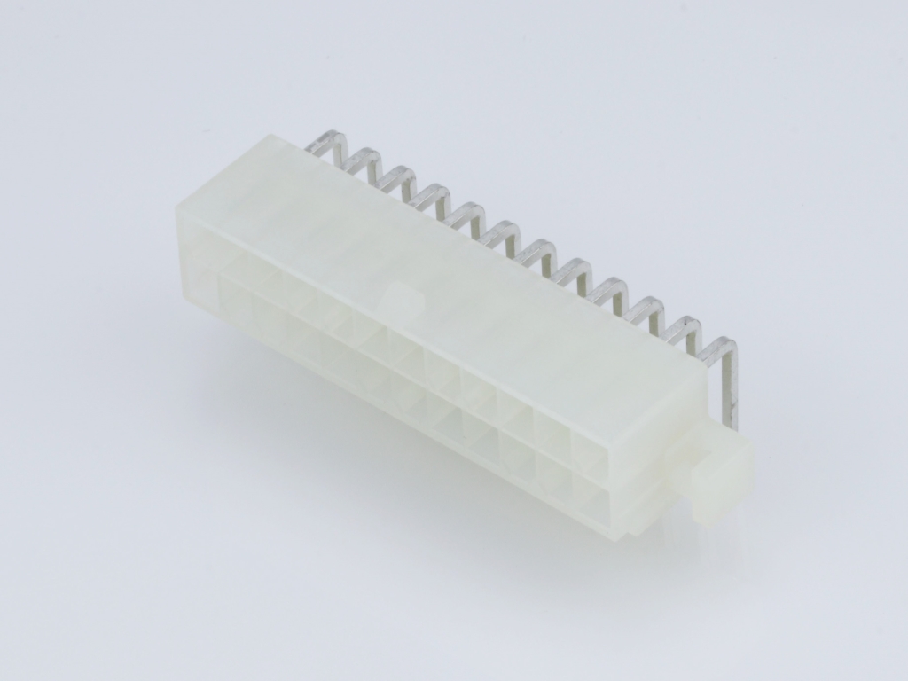 39-29-1248 Mini-Fit Jr. Header, Dual Row, Right-Angle, with PCB Mounting Flange, 24  Circuits, Tin (Sn) Plating