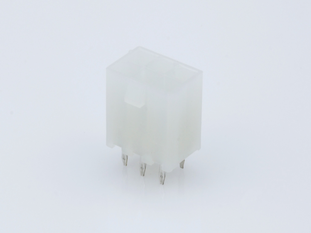 39-29-3066 Mini-Fit Jr. Vertical Header, Dual Row, 6 Circuits, without Snap-in Plastic Peg PCB Lock, Tin