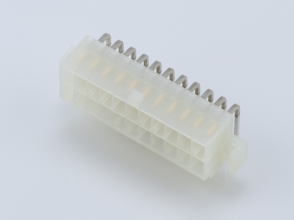 39-29-5223 Mini-Fit Jr. Header, Dual Row, Right-Angle, with PCB Mounting Flange, 22  Circuits, Gold (Au) Plating