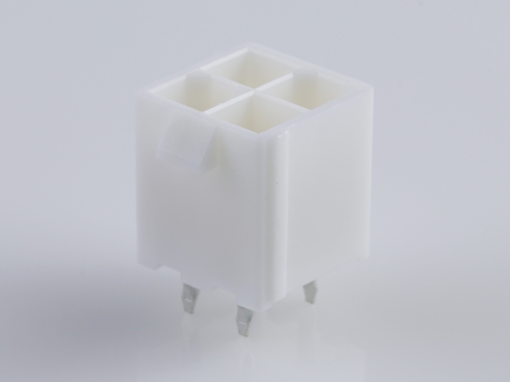 39-29-6048 Mini-Fit Jr. Vertical Header, Dual Row, 4 Circuits, without Snap-in Plastic Peg PCB Lock, Gold