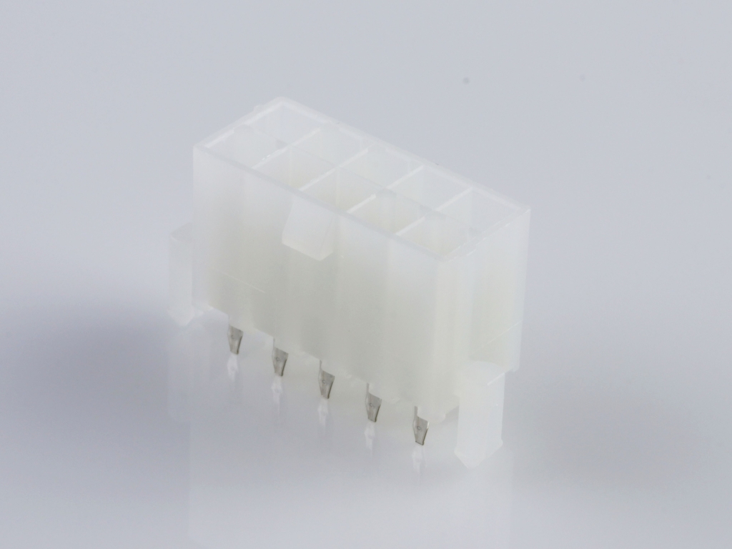 39-29-9102 Mini-Fit Jr. Vertical Header, Dual Row, 10 Circuits, with Snap-in Plastic Peg PCB Lock, Tin