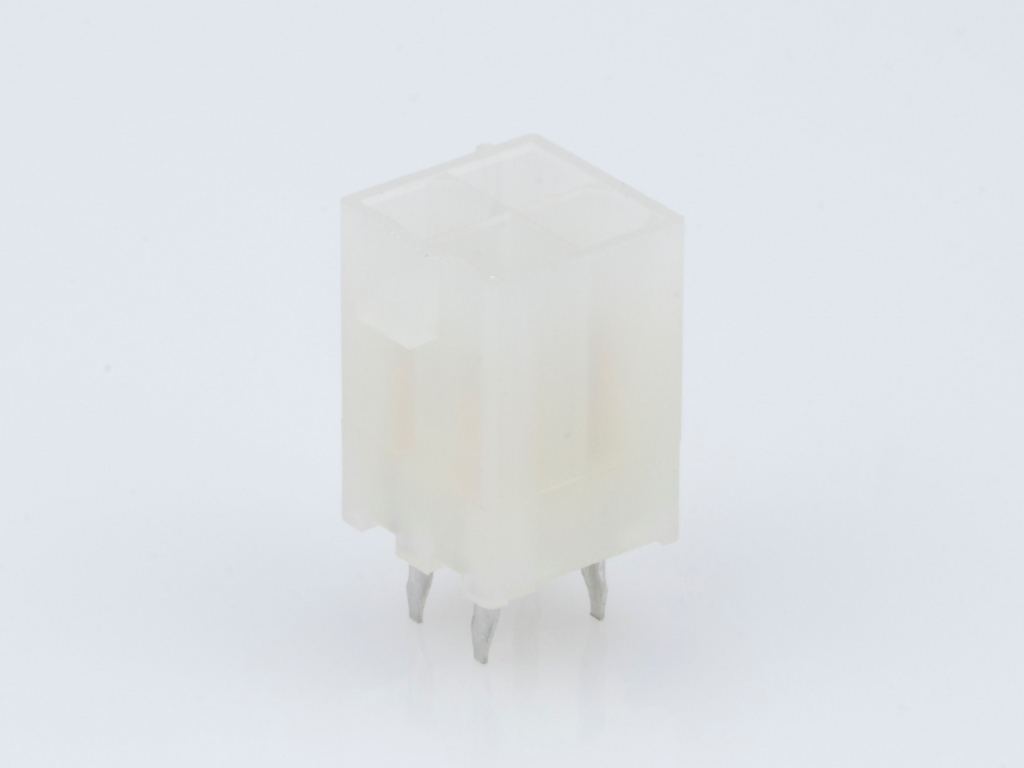 39-29-0043 Mini-Fit Jr. Vertical Header, Dual Row, 4 Circuits, without Snap-in Plastic Peg PCB Lock, Gold