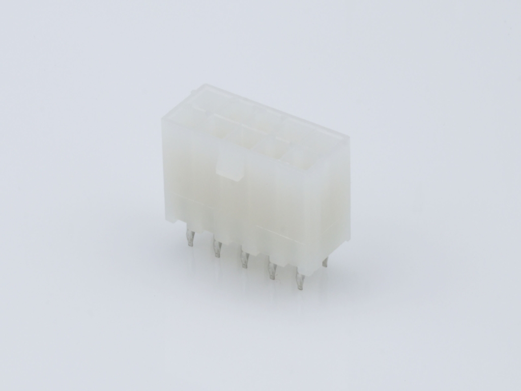 39-29-0103 Mini-Fit Jr. Vertical Header, Dual Row, 10 Circuits, without Snap-in Plastic Peg PCB Lock, Gold