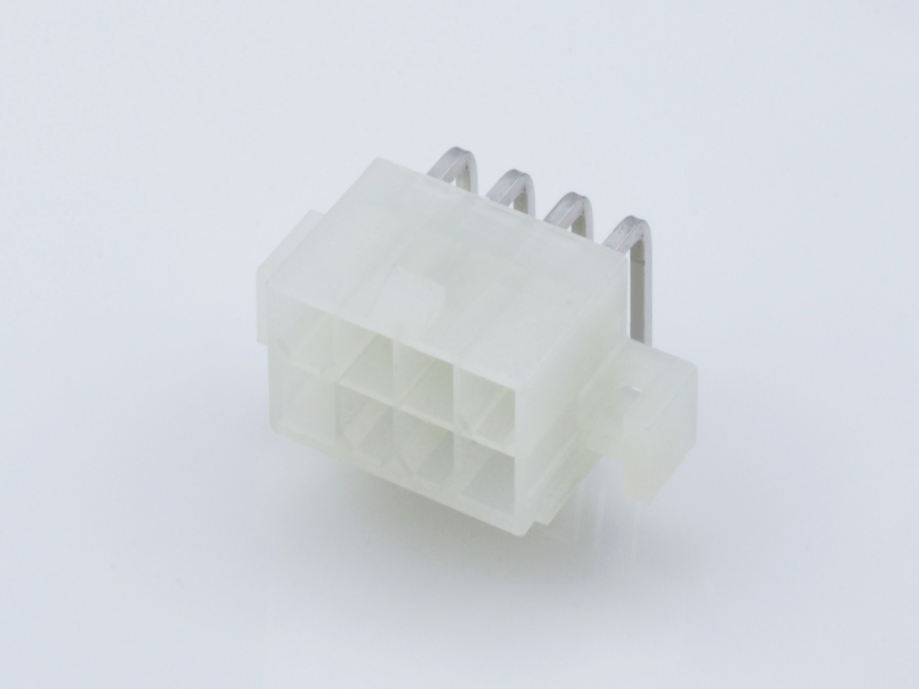 39-29-1088 Mini-Fit Jr. Header, Dual Row, Right-Angle, with PCB Mounting Flange, 8 Circuits, Tin (Sn) Plating