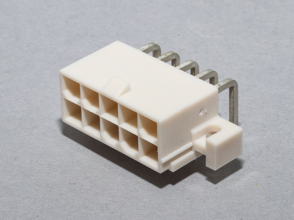39-29-1107 Mini-Fit Jr. Header, Dual Row, Right-Angle, with PCB Mounting Flange, 10  Circuits, Tin (Sn) Plating