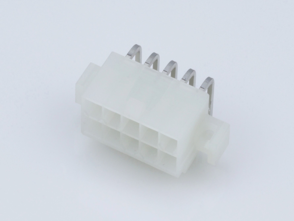 39-29-1108 Mini-Fit Jr. Header, Dual Row, Right-Angle, with PCB Mounting Flange, 10  Circuits, Tin (Sn) Plating