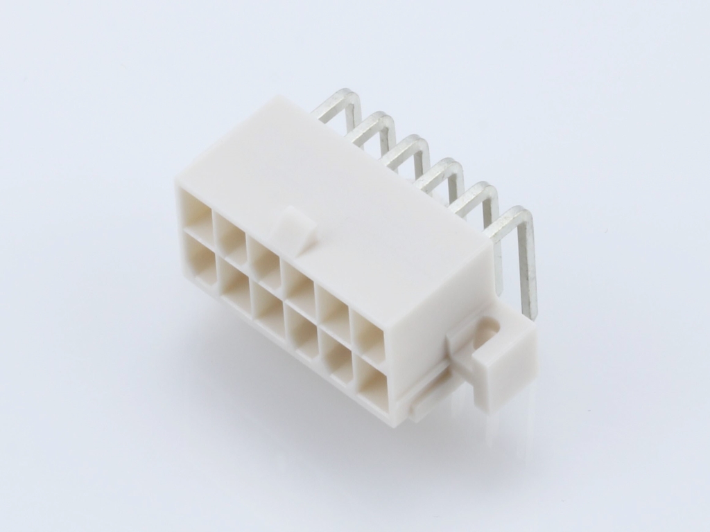 39-29-1127 Mini-Fit Jr. Header, Dual Row, Right-Angle, with PCB Mounting Flange, 12  Circuits, Tin (Sn) Plating