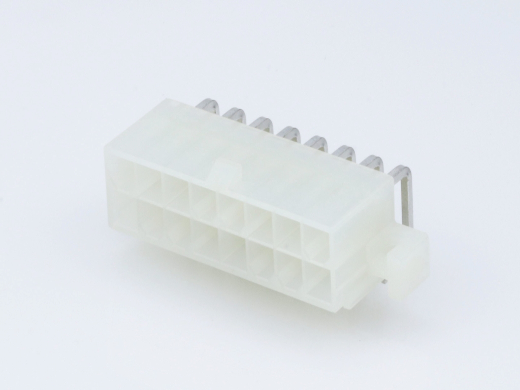 39-29-1168 Mini-Fit Jr. Header, Dual Row, Right-Angle, with PCB Mounting Flange, 16  Circuits, Tin (Sn) Plating