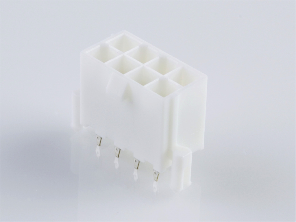 39-29-9086 Mini-Fit Jr. Vertical Header, Dual Row, 8 Circuits, with Snap-in Plastic Peg PCB Lock, Tin