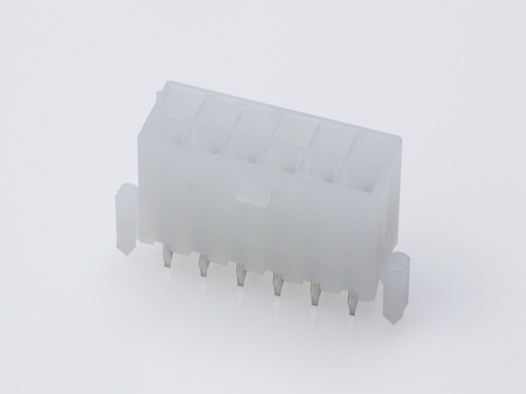 39-29-9123 Mini-Fit Jr. Vertical Header, Dual Row, 12 Circuits, with Snap-in Plastic Peg PCB Lock, Tin