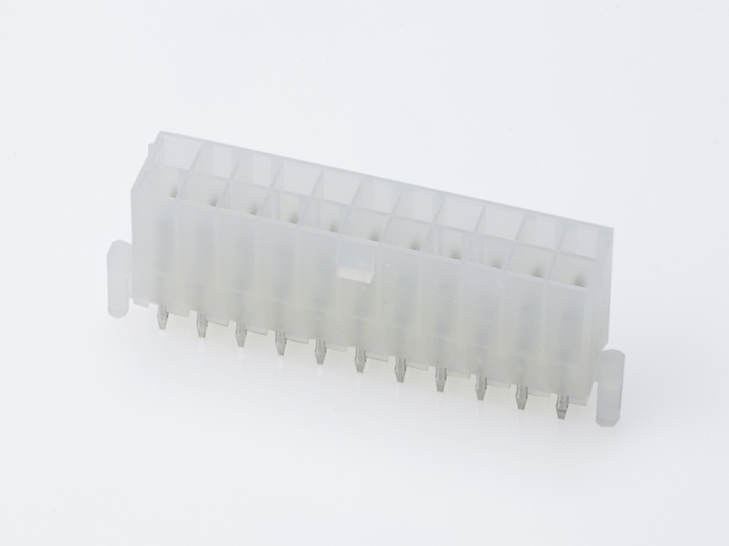 39-29-9222 Mini-Fit Jr. Vertical Header, Dual Row, 22 Circuits, with Snap-in Plastic Peg PCB Lock, Tin