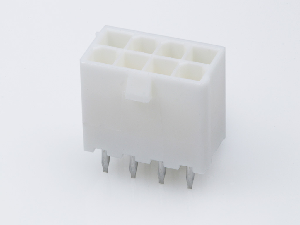 39-29-6088 Mini-Fit Jr. Vertical Header, Dual Row, 8 Circuits, without Snap-in Plastic Peg PCB Lock, Gold