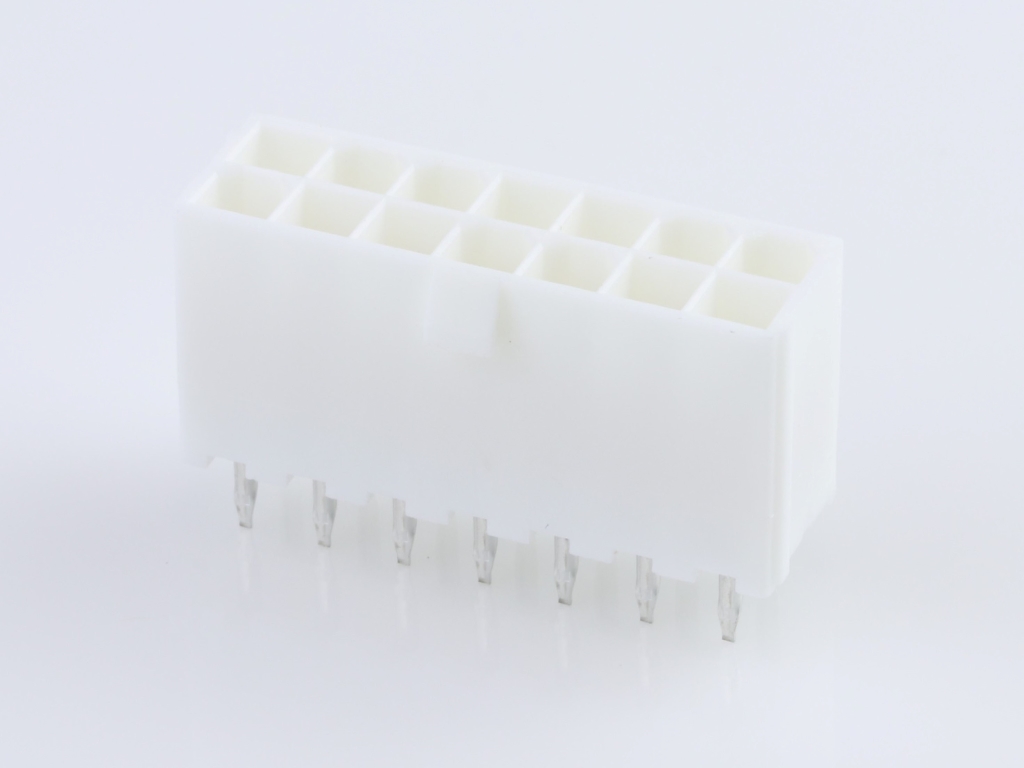 39-29-6148 Mini-Fit Jr. Vertical Header, Dual Row, 14 Circuits, without Snap-in Plastic Peg PCB Lock, Gold