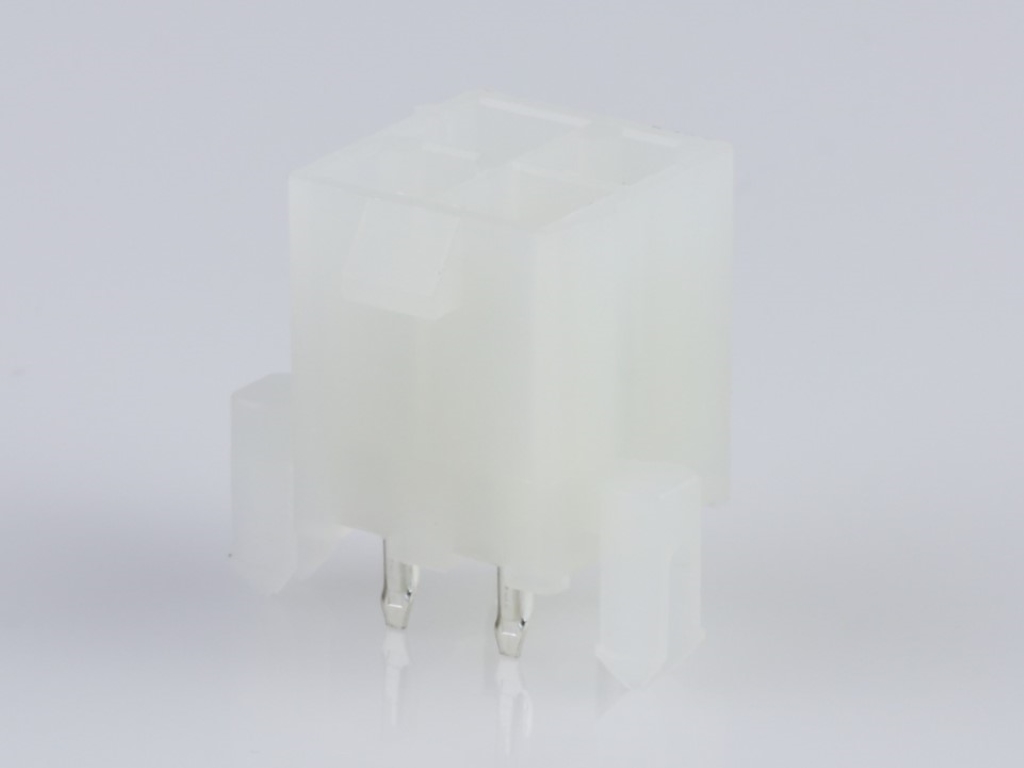 39-29-9043 Mini-Fit Jr. Vertical Header, Dual Row, 4 Circuits, with Snap-in Plastic Peg PCB Lock, Tin