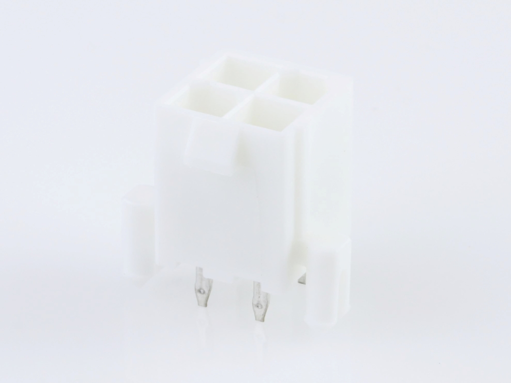 39-29-9049 Mini-Fit Jr. Vertical Header, Dual Row, 4 Circuits, with Snap-in Plastic Peg PCB Lock, Gold