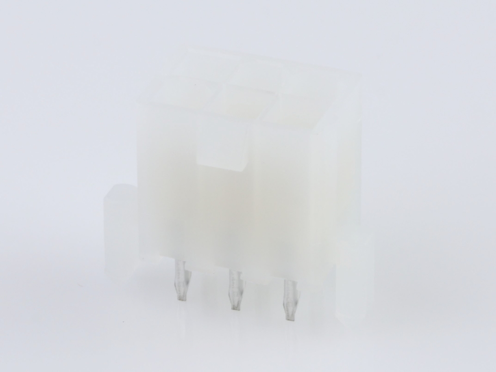 39-29-9064 Mini-Fit Jr. Vertical Header, Dual Row, 6 Circuits, with Snap-in Plastic Peg PCB Lock, Gold