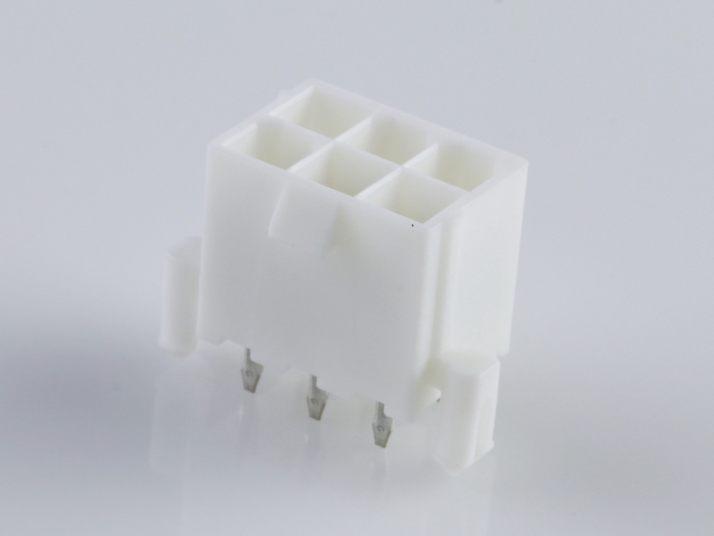 39-29-9066 Mini-Fit Jr. Vertical Header, Dual Row, 6 Circuits, with Snap-in Plastic Peg PCB Lock, Tin